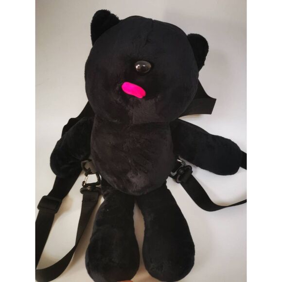 COMFORT Black Cat Plush Backpack Cute Casual Versatile Shoulder Bag for Women